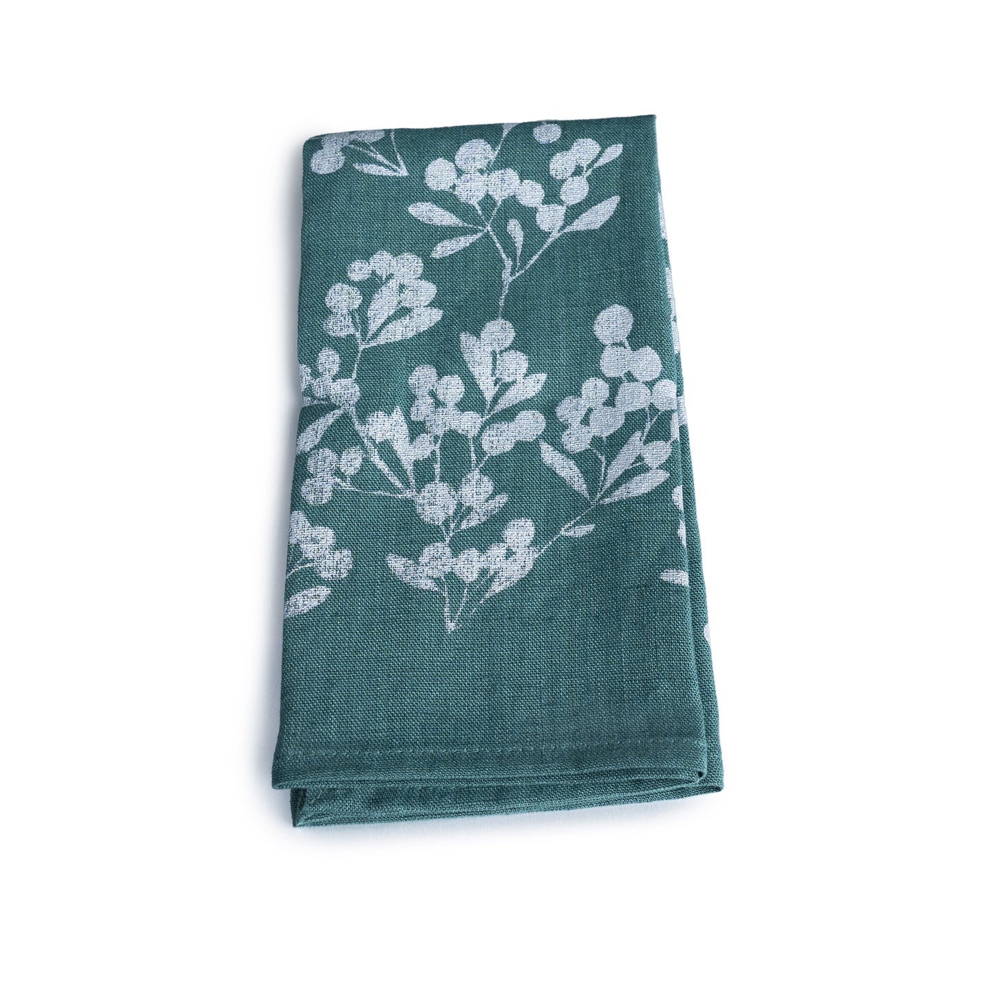 Silver Berry Green Linen Napkins - Set of 4