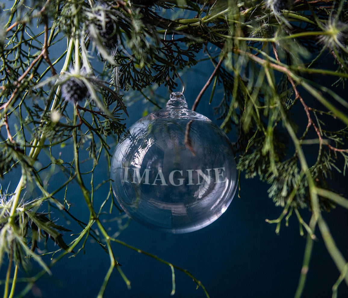 Engraved Imagine Round Ornament in Gift Box