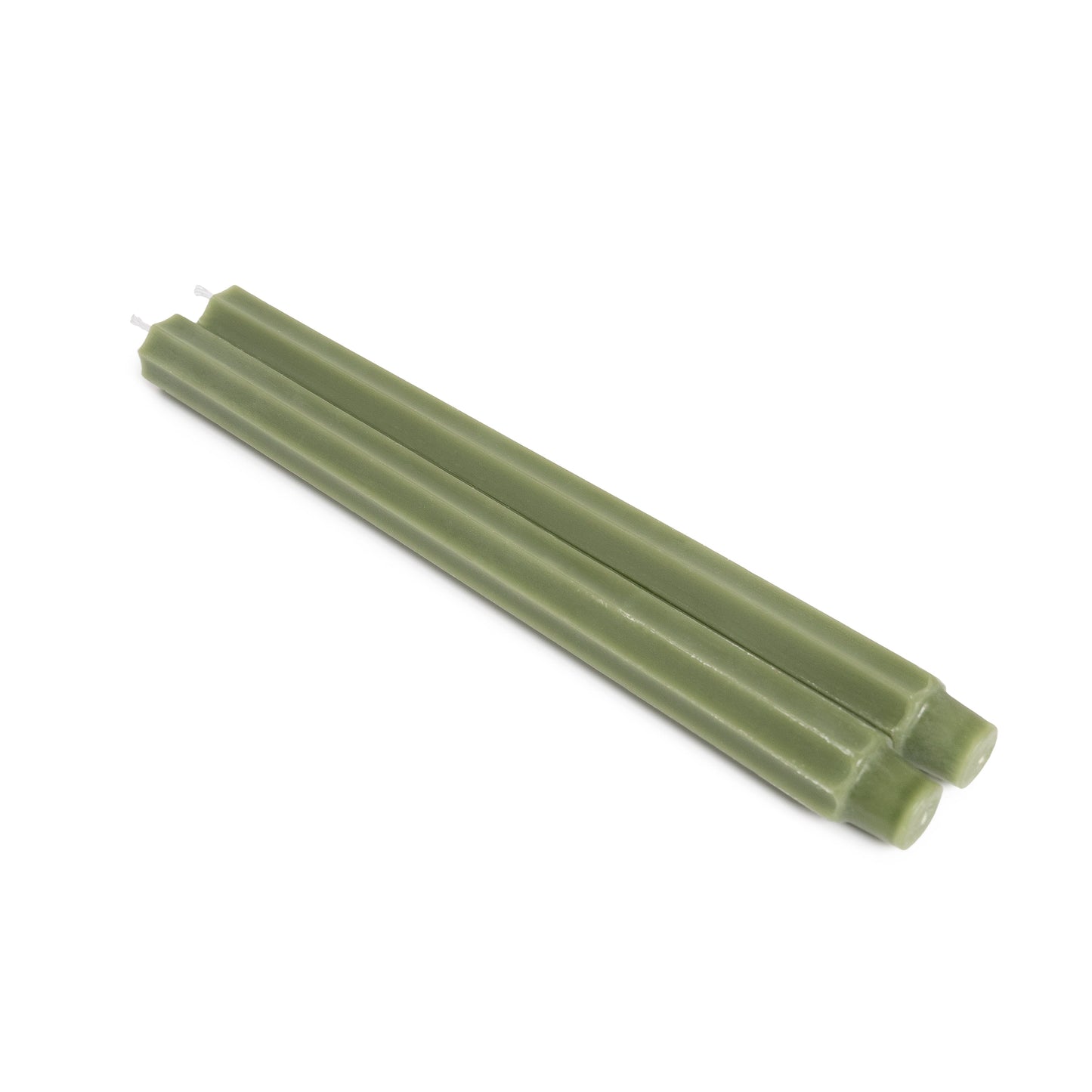 Sage Fluted Church Taper Candle Set - 12 Inch