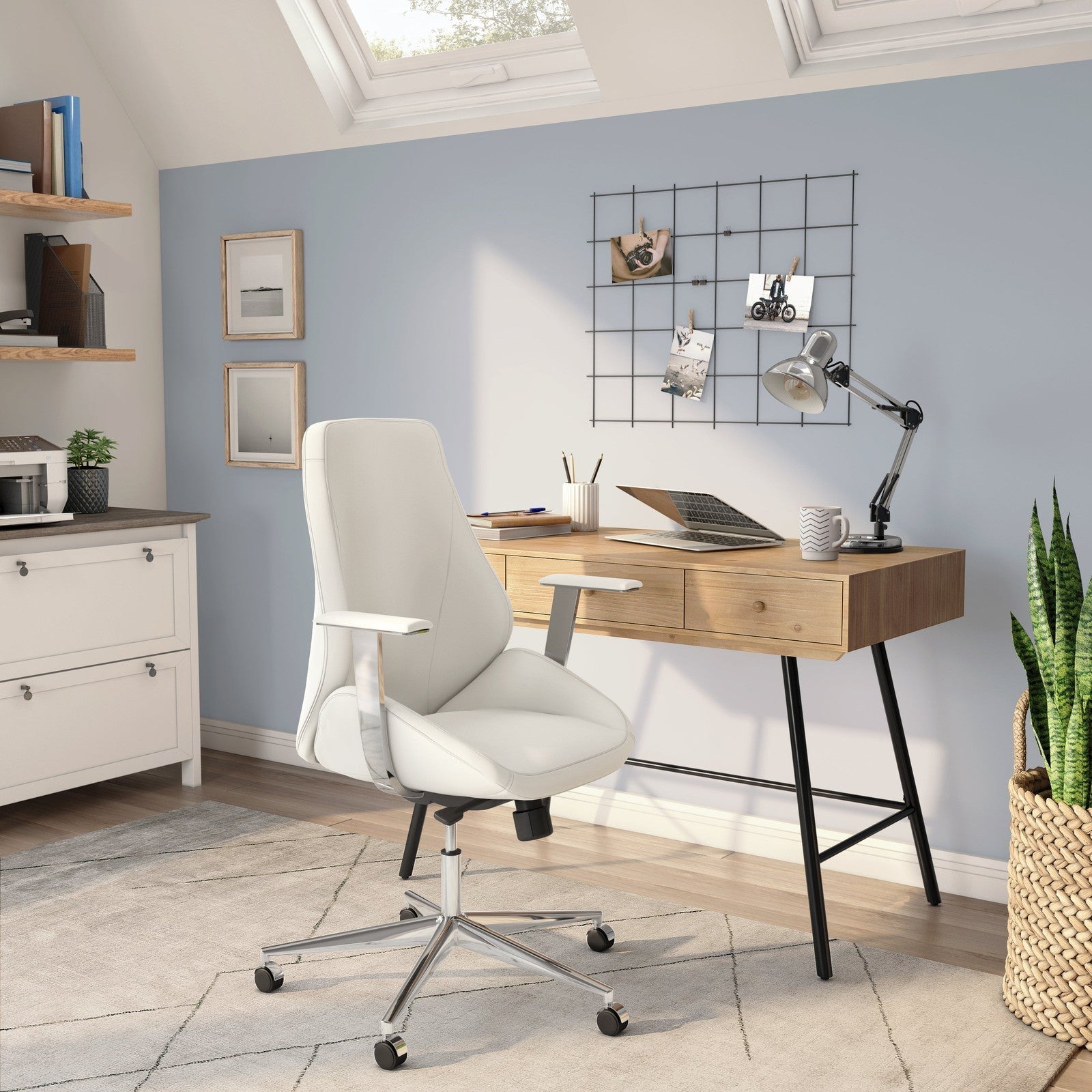 Chaise de bureau à dossier bas Bergen de style européen