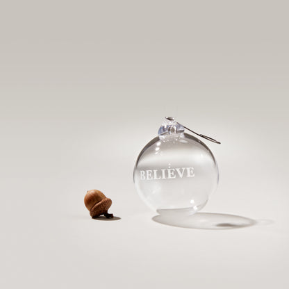 Engraved Believe Round Ornament in Gift Box