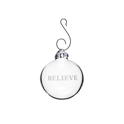 Engraved Believe Round Ornament in Gift Box