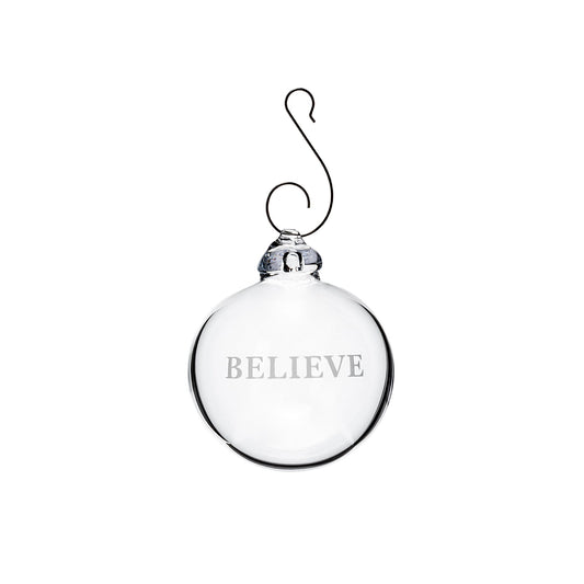 Engraved Believe Round Ornament in Gift Box