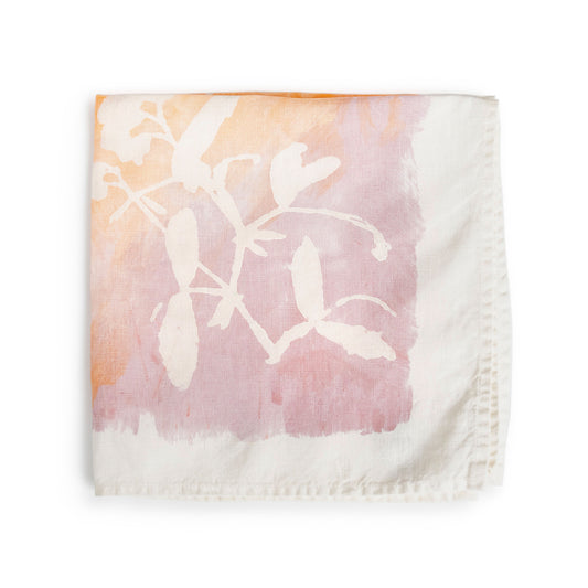 Apricot Floral Linen Napkin - 18 Inch