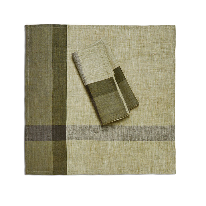 Rosemary Plaid Linen Napkins - Set of 2