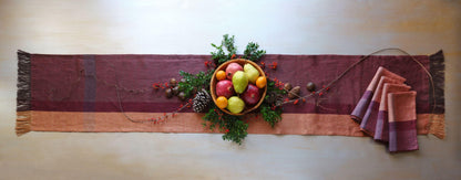 Rose Wine Plaid Linen Runner - 90 Inch