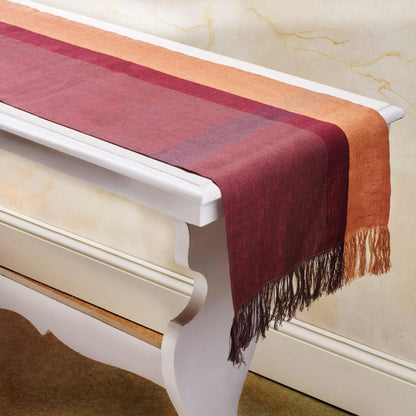 Rose Wine Plaid Linen Runner - 90 Inch