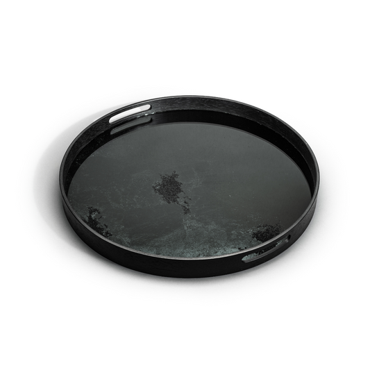 Black Round Mirror Tray