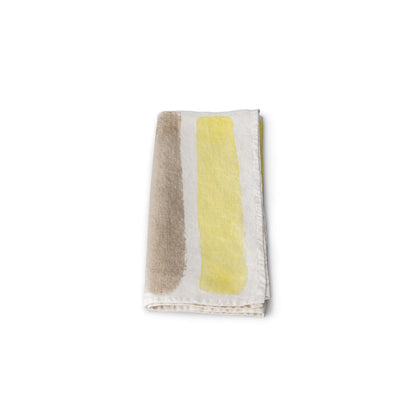 Yellow and Grey Stripe Linen Napkin - 18 Inch
