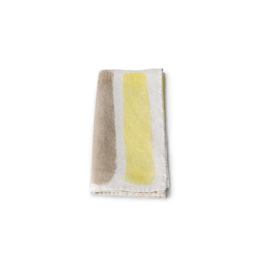 Yellow and Grey Stripe Linen Napkin - 18 Inch