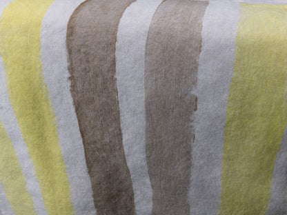 Yellow and Grey Stripe Linen Runner - 67 Inch