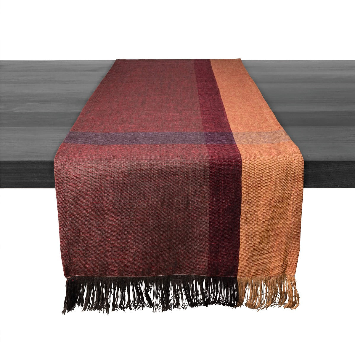 Rose Wine Plaid Linen Runner - 90 Inch