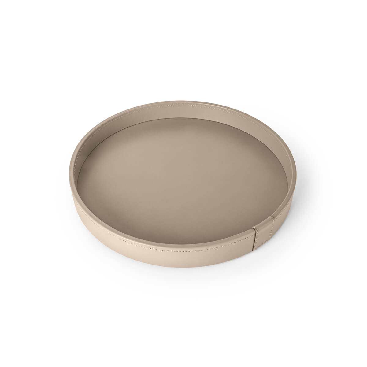 Gea Round Leather Tray, 14 Inch