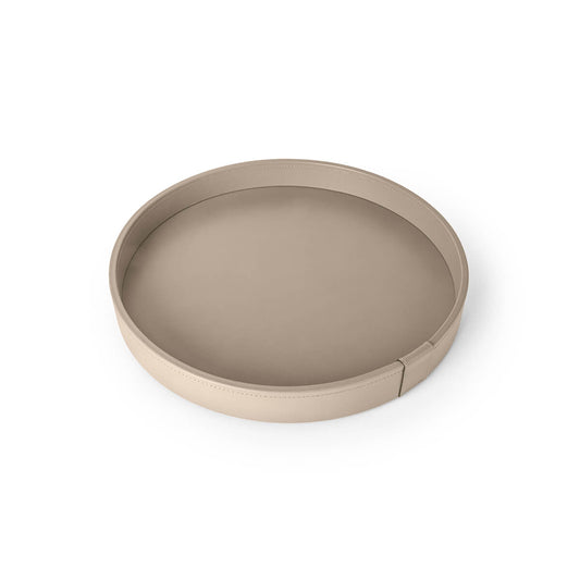 Gea Round Leather Tray, 14 Inch