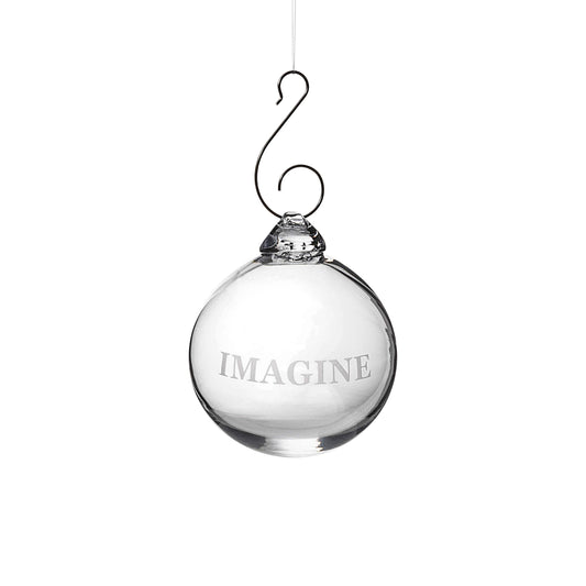 Engraved Imagine Round Ornament in Gift Box