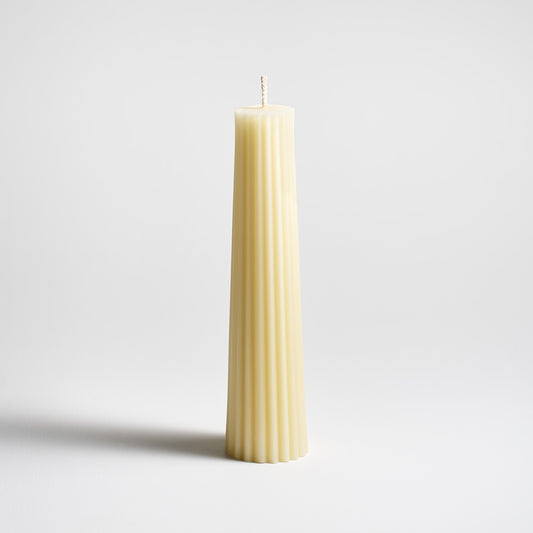 Greentree Home Cream Fluted Petite Pillar - 8 Inch