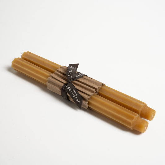 Natural Fluted Church Taper Candle Set - 12 Inch