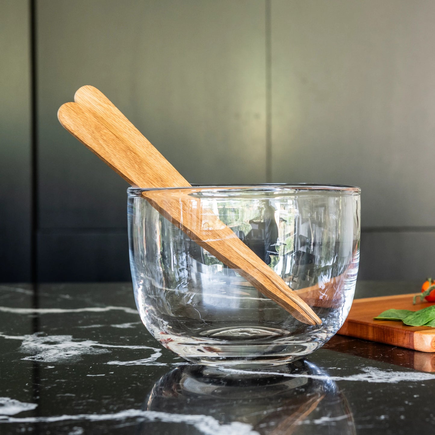 Modern Salad Server Set, 13 Inch — Oak