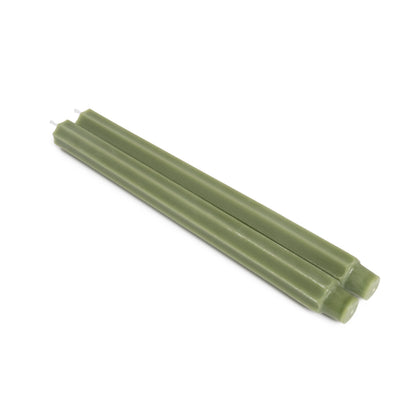 Sage Fluted Church Taper Candle Set - 12 Inch